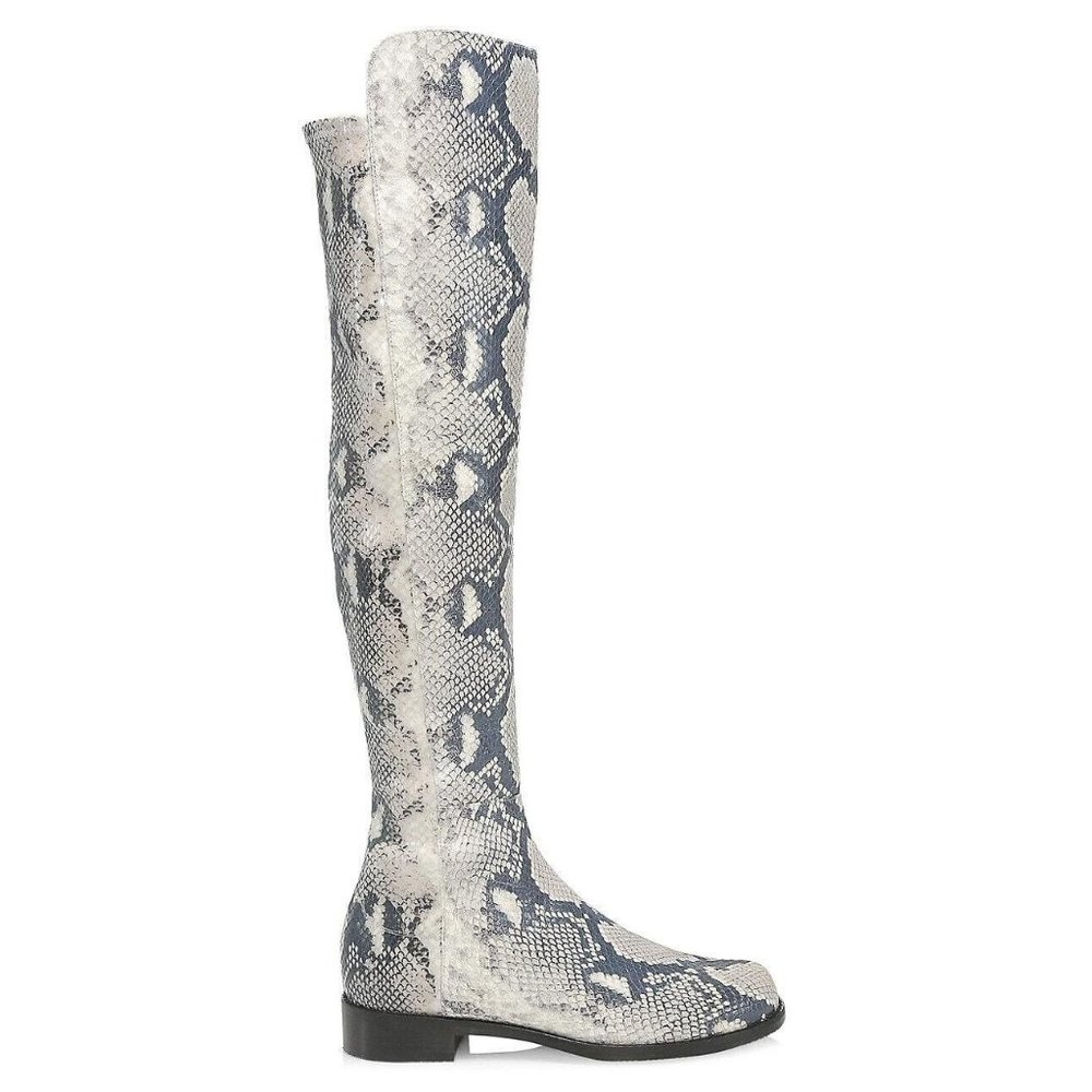 New! Stuart Weitzman 5050 Over the Knee Leather Python Print Boot Sz 7 M DD362